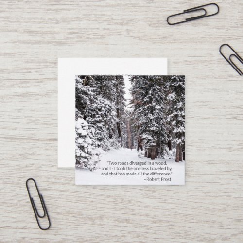 Travel Agent Rustic Winter Forest Quote Square Business Card