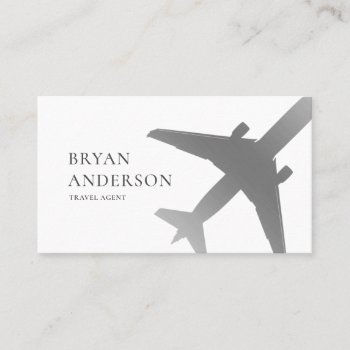 Travel Agent Silver Airplane Business Card by istanbuldesign at Zazzle