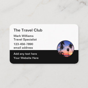 Travel Agent Specialist Palm Tree Silhouette Business Card