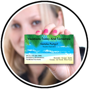 Travel Agent Specialist Tropical Theme Business Card by Luckyturtle at Zazzle