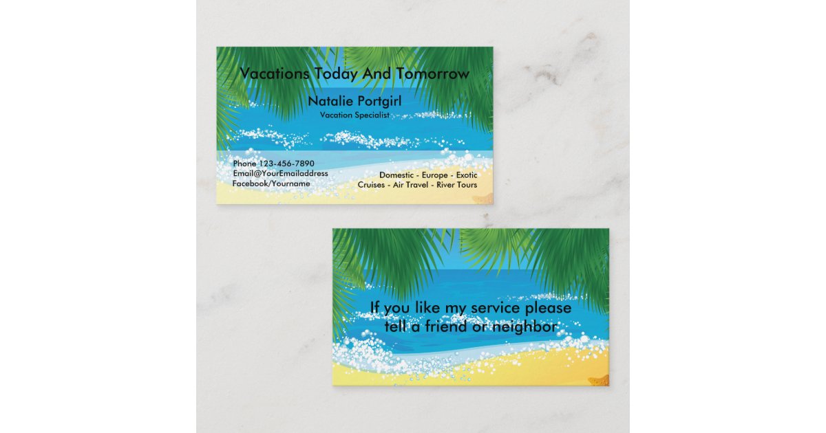 Travel Agent Specialist Tropical Theme Business Card ...