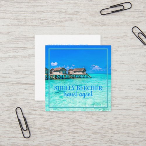 Travel Agent Summer Tropical Beach Ocean Square Business Card