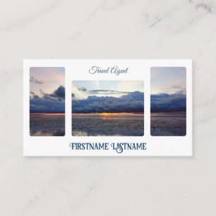 Travel agent sunset sky at ocean beach QR-Code Business Card