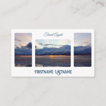 Travel Agent Sunset Sky At Ocean Beach Qr-code Business Card by sunakri at Zazzle