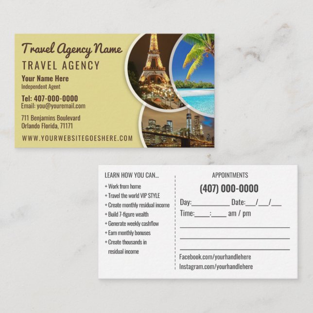Travel Agent Template Business Card (Front/Back)