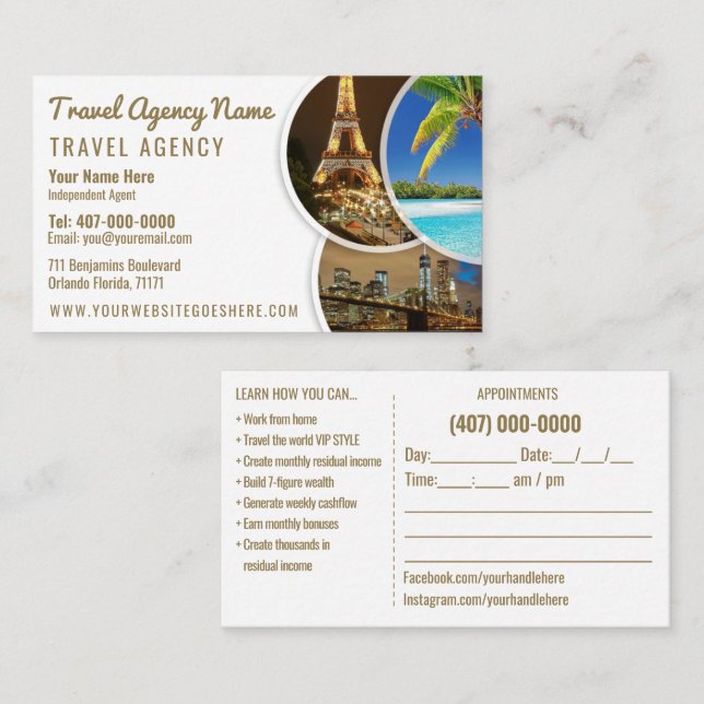 Travel Agent Template Business Card (Front/Back)