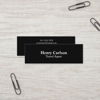 Travel Agent Tour Guide Modern Black Mini Business Card by CardCrafters at Zazzle