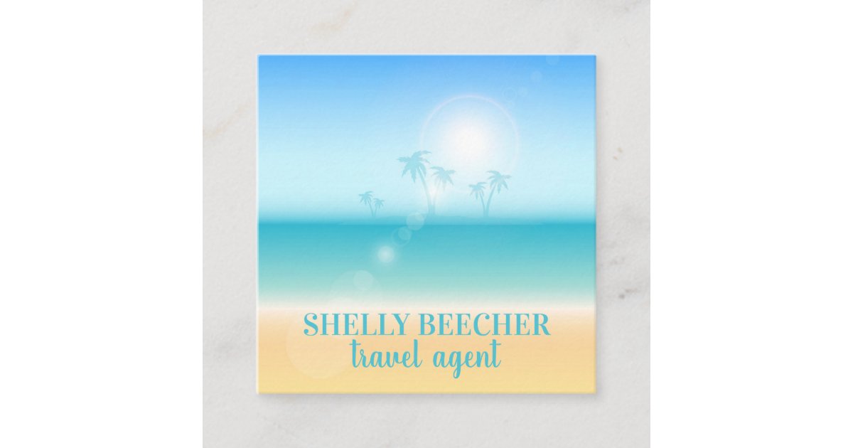 Travel Agent Tropical Beach Vacation Square Business Card ...