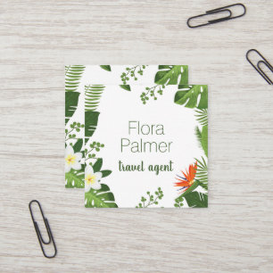 Travel Agent Tropical Palm Frond Hawaiian Vacation Square Business Card