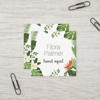 Travel Agent Tropical Palm Frond Hawaiian Vacation Square Business Card by angela65 at Zazzle