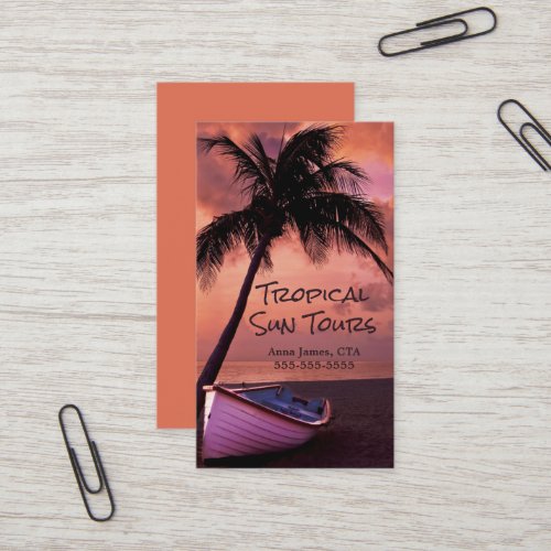 Travel Agent Tropical Vacations  Business Card