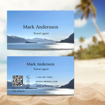 Travel Agent Vacation Tourism Photo Qr Code Business Card by ThunesBiz at Zazzle