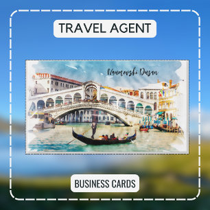 Travel Agent Venice Italy Watercolor Artwork Business Card