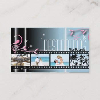Travel Agent Wedding Film Photo Business Card Blue by OLPamPam at Zazzle