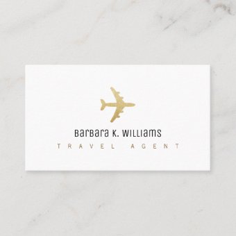 Travel Agent White Business Card with an Airplane | Zazzle