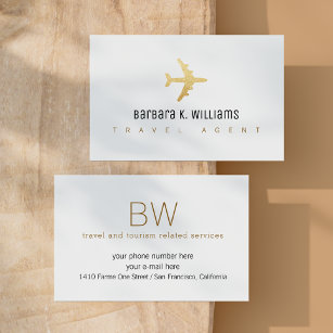 Travel Agent White Business Card with an Airplane
