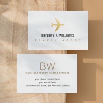 Travel Agent White Business Card With An Airplane by mixedworld at Zazzle