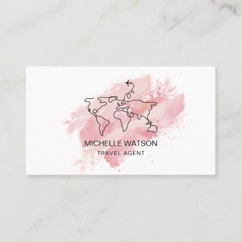 Travel Agent World Map Airplane Vacation Business  Business Card