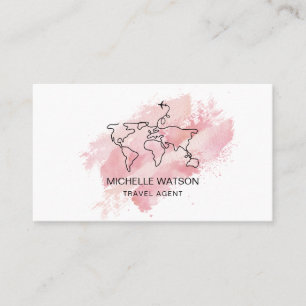 Travel Agent World Map Airplane Vacation Business  Card