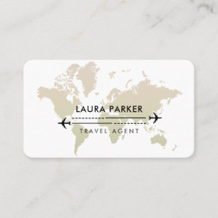 Travel Agent World Map Vacation Services Black Business Card