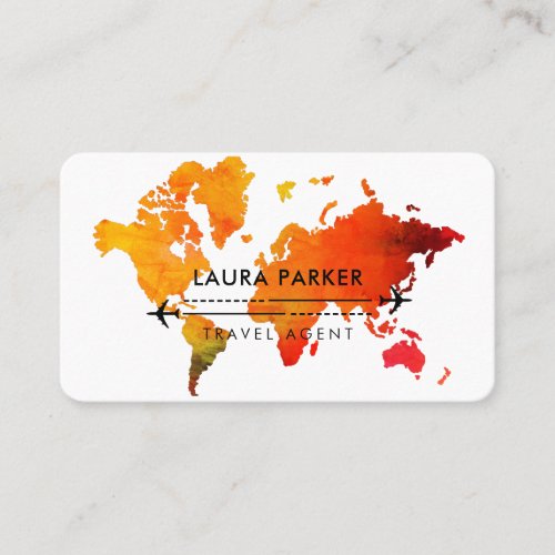 Travel Agent World Map Vacation Services Paint Business Card
