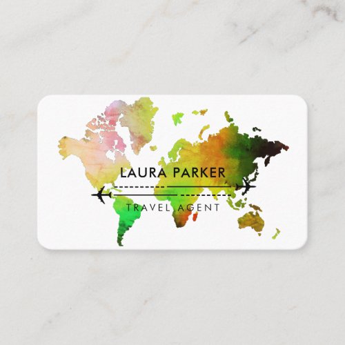 Travel Agent World Map Vacation Services Paint Business Card
