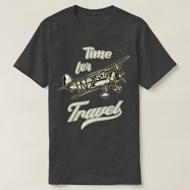 Travel Airplane Aviator Propeller Aircraft Pilot T-Shirt (Design Front)