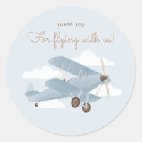 Travel Airplane Baby Shower Thank You Classic Round Sticker