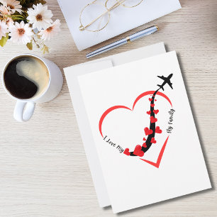 Travel Airplane Heart and I love My Fly Family Holiday Card