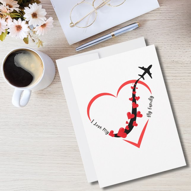 Travel Airplane Heart and I love My Fly Family Holiday Card (Creator Uploaded)