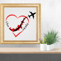 Travel Airplane Heart I Love My Pilot Minimalist