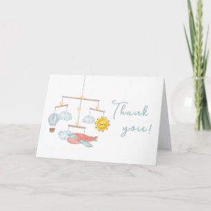Travel Airplane Hot Air Balloon Baby Shower  Letterpress Thank You Card