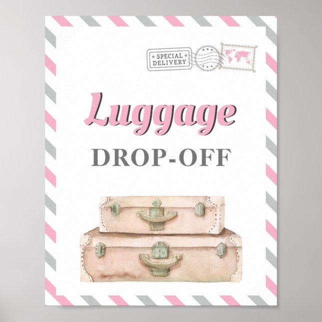 Travel Airplane Party Luggage Drop-off Gift Table Poster (Front)