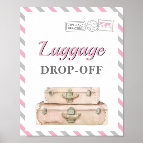 Travel Airplane Party Luggage Drop_off Gift Table Poster