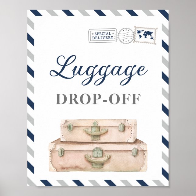 Travel Airplane Party Luggage Drop-off Gift Table  Poster (Front)