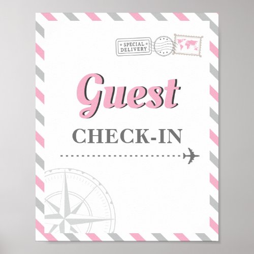 Travel Airplane Party Theme Guest Check_in Welcome Poster