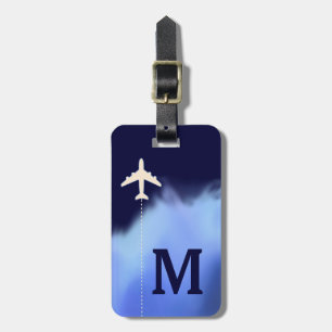 travel airplane personalized name & initial luggage tag