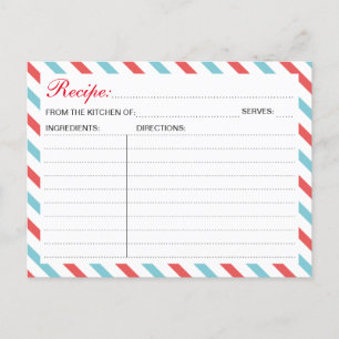 Travel Airplane Recipe Card, Bridal Shower Wedding Invitation Postcard