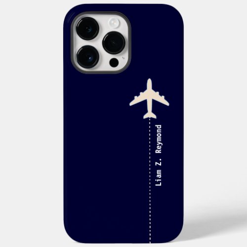 Travel Airplane with Dotted Line Blue Case_Mate iPhone 14 Pro Max Case