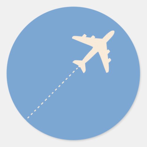 travel airplane with dotted line classic round sticker