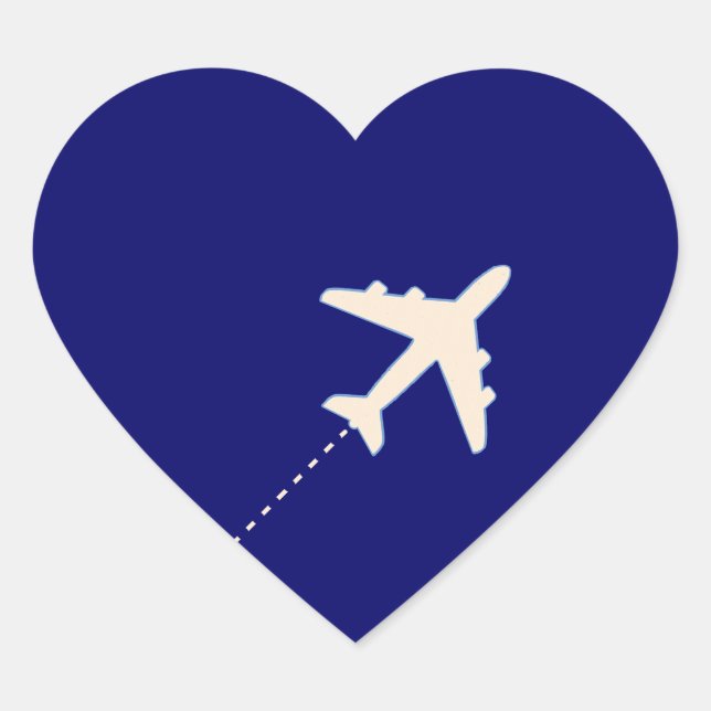 Travel Airplane with dotted line Heart Sticker (Front)