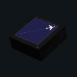 travel airplane with dotted line jewelry box<br><div class="desc">A graphic image of a white airplane with a straight dotted line ( flight path ). You can use the 'customize it' tool if you want to change the blue background color. A simple travel related design. A good suggestion for people who work for airlines and who travel on planes...</div>