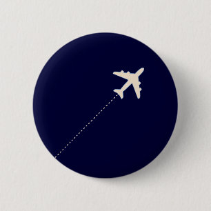 travel airplane with dotted line pinback button