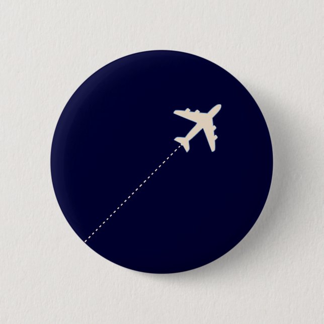 travel airplane with dotted line pinback button (Front)