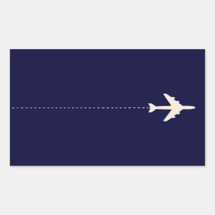 travel airplane with dotted line rectangular sticker