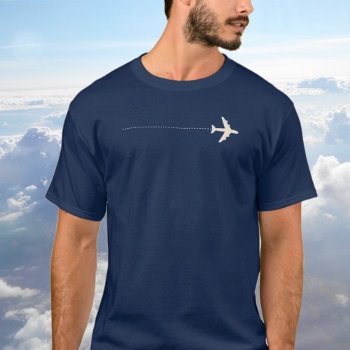 Travel Airplane With Dotted Line T-shirt by mixedworld at Zazzle