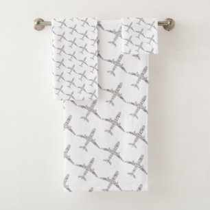 Travel Airplane word typography wanderlust gift Bath Towel Set