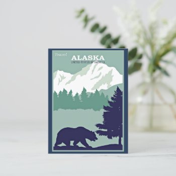 Travel Alaska  Vintage Poster  Postcard by Virginia5050 at Zazzle