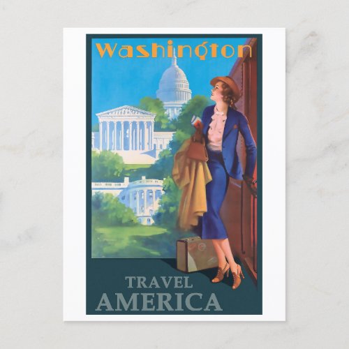 Travel America Washington DC Retro Postcard