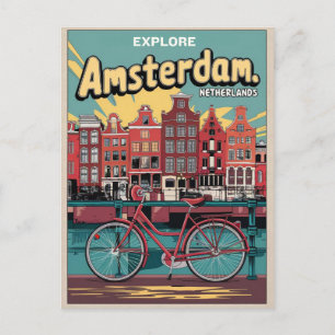 Travel Amsterdam holland bicycles vintage gifts Postcard